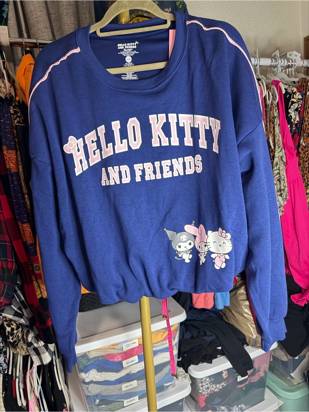 Hello Kitty Navy Sweatshirt with Pink Lettering - Picture 2 of 3
